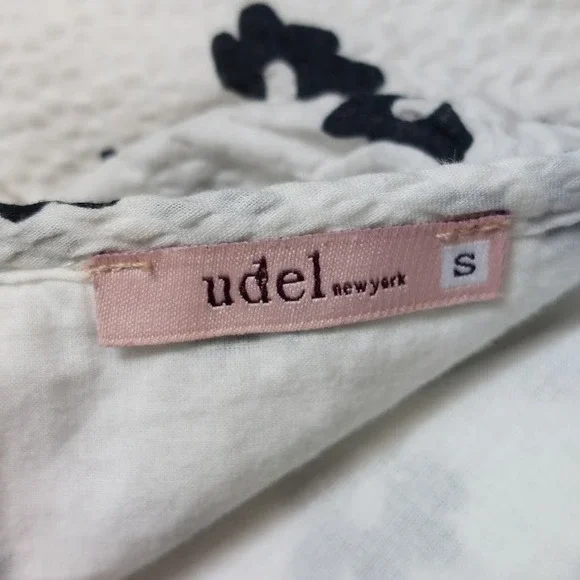 Udel New York Floral Seersucker Dress Women's S White Ruffle Collar Midi Cottage - Picture 7 of 9